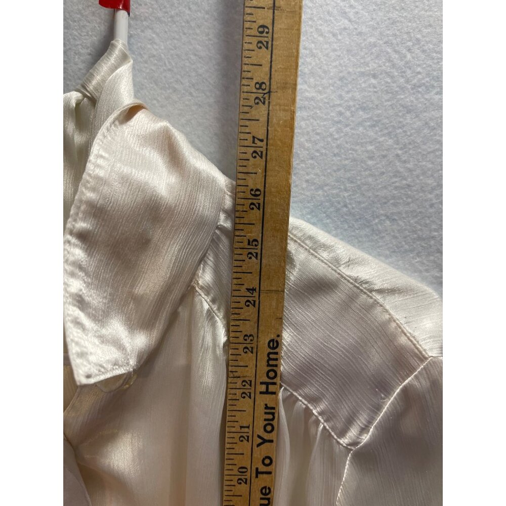 Vintage Russ Satin Business Blouse with Scarf Button Up Long Sleeve Size 12 - Picture 10 of 12